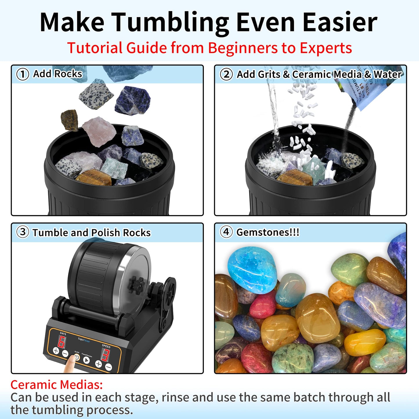 Rock Tumbler Polishing Filler Grit Ceramic Media Kit, 4 Pounds !